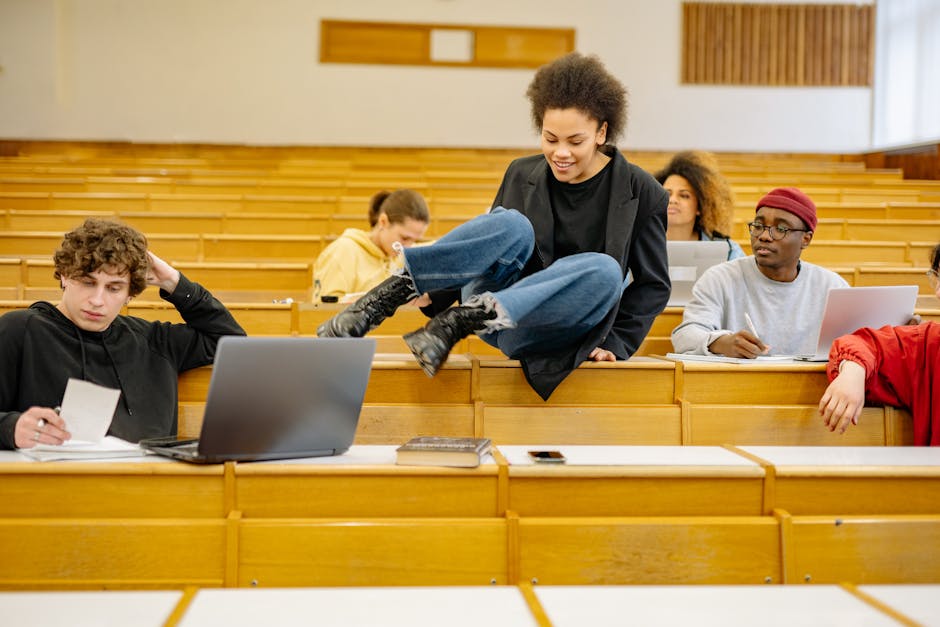 Diverse students interact and study in a
