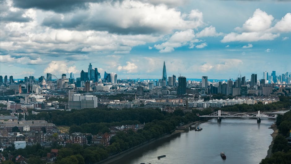 Wide-angle view of London's modern skyli