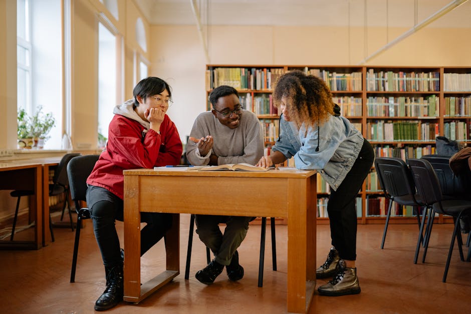 Diverse group of students studying toget